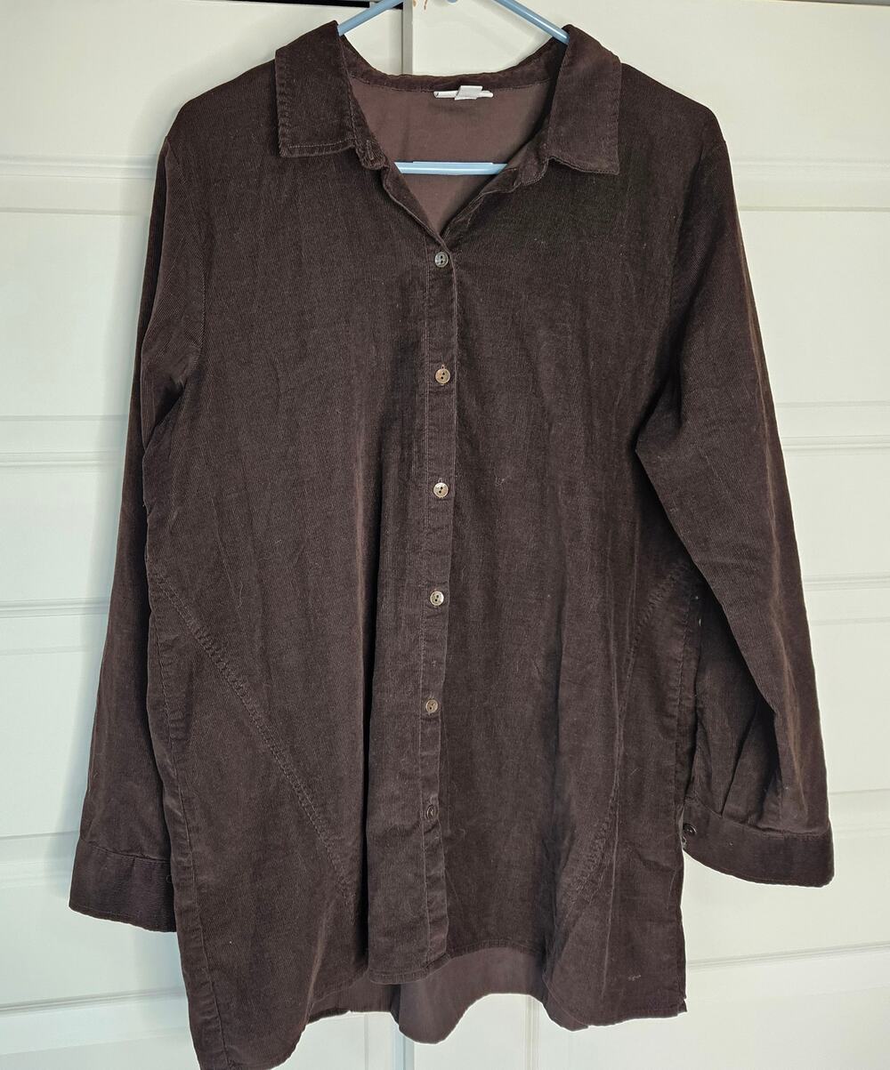 J. Jill Deep Purple Fine Wale Corduroy Button Down Shacket (Size Large)